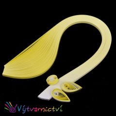 Žluto-bílé tónované papírové proužky na quilling