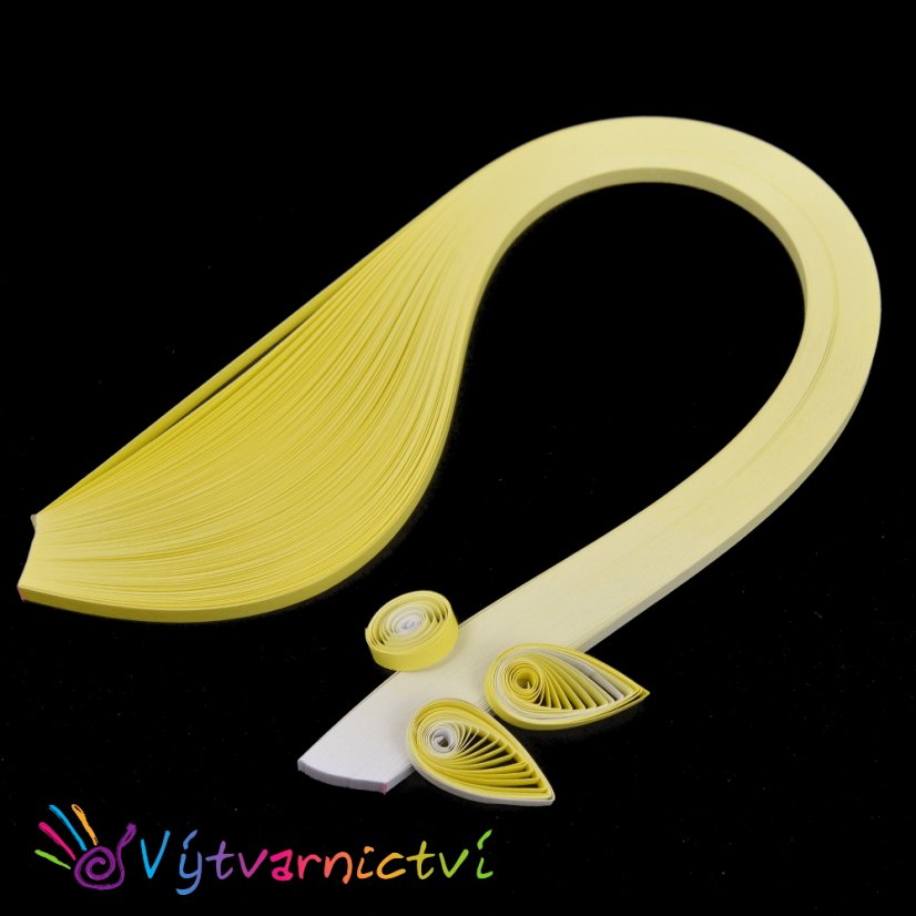 Žluto-bílé tónované papírové proužky na quilling - Šířka: 3 mm Žluto-bílé tónované papírové proužky na quilling - Šířka: 3 mm