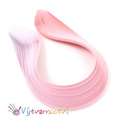 Růžovo-bílé tónované papírové proužky na quilling