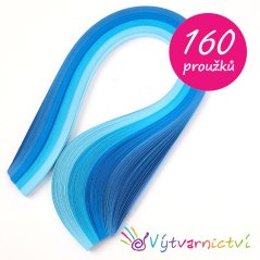Modrá sada papírových proužků na quilling