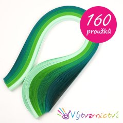 Zelená sada papírových proužků na quilling