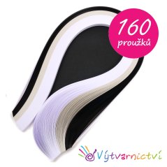 Bílo-černá sada papírových proužků na quilling