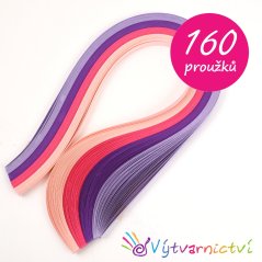 Fialová  sada papírových proužků na quilling