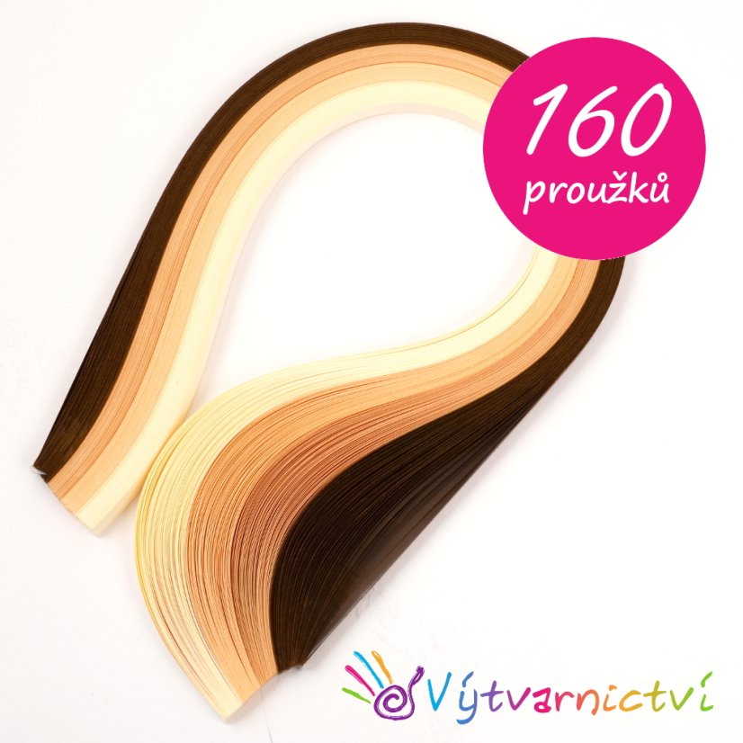 Hnědá sada papírových proužků na quilling